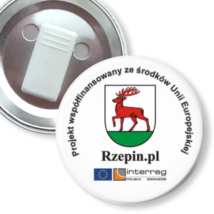 przypinka z żabką Rzepin.pl