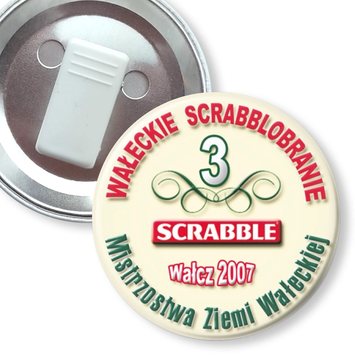 przypinka z żabką Scrabble MZW 2007