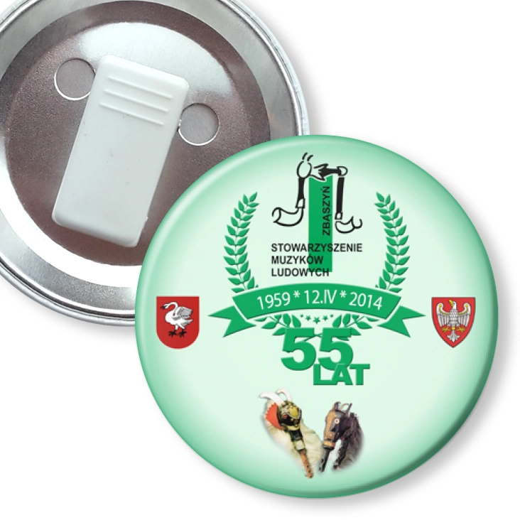 przypinka z żabką Stow. Muzyków Ludowych Zbąszyń 2014