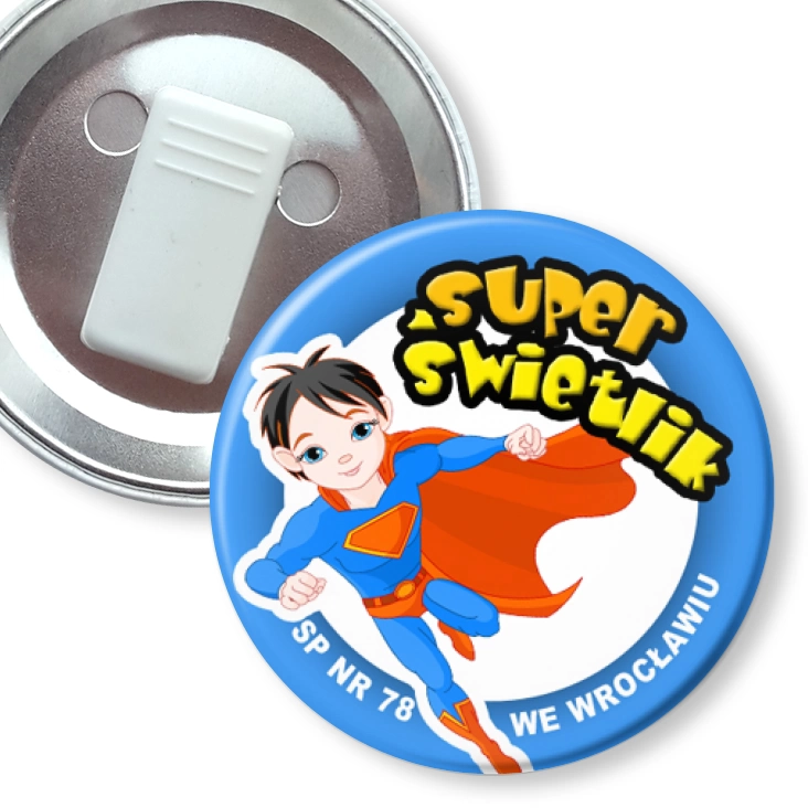 przypinka z żabką Super świetlik - SP nr 78 we Wrocławiu