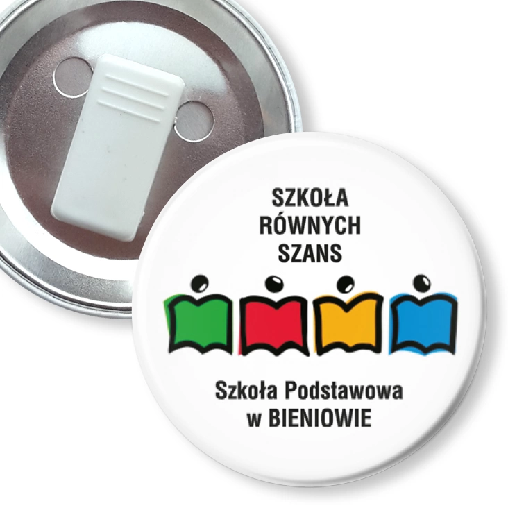 przypinka z żabką Szkoła Podstawowa w Bieniowie