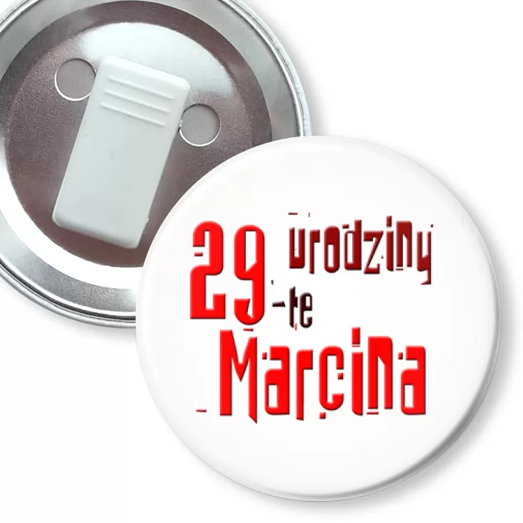 przypinka z żabką Urodziny Marcina
