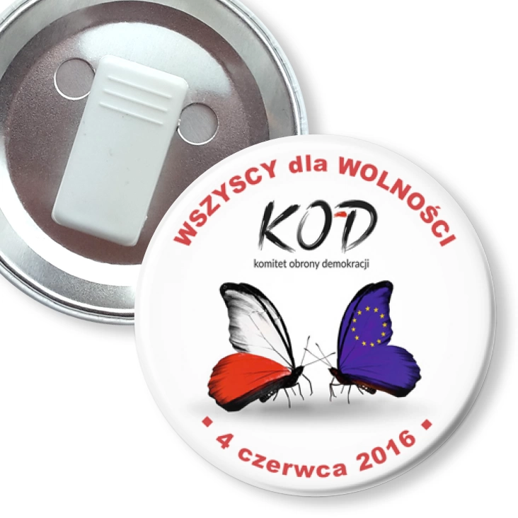 przypinka z żabką Wszyscy dla wolności