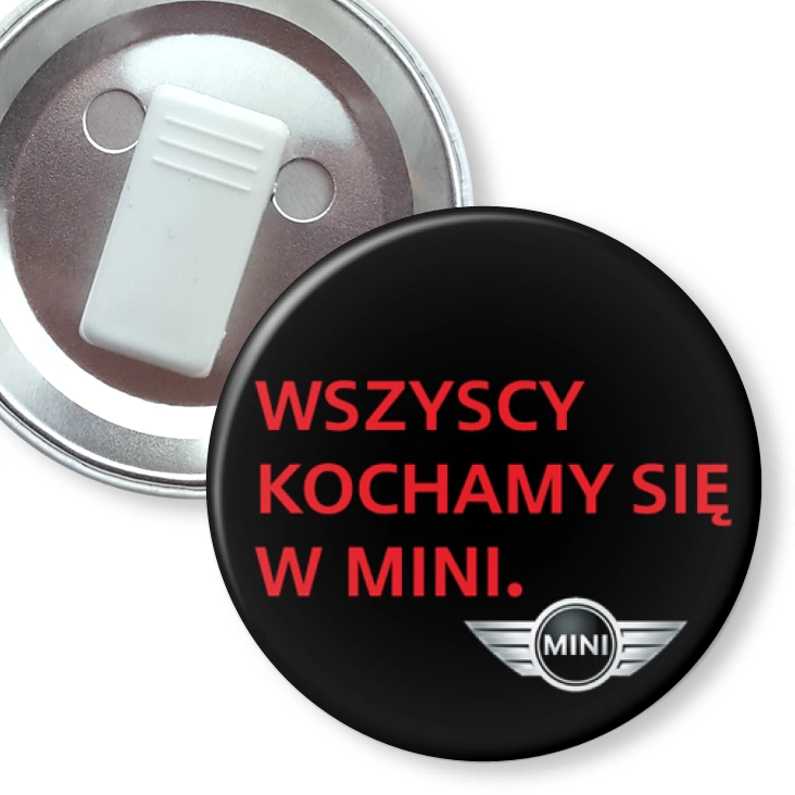 przypinka z żabką Wszyscy kochamy się w Mini