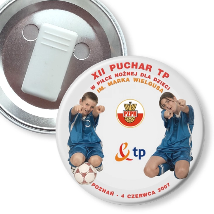przypinka z żabką XII Turniej w Piłce Nożnej dla Dzieci