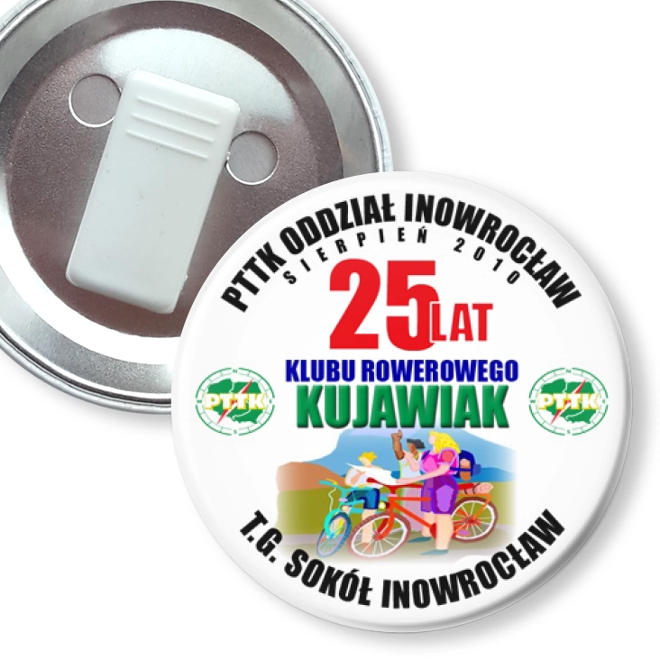 przypinka z żabką 25 lat klubu rowerowego Kujawiak