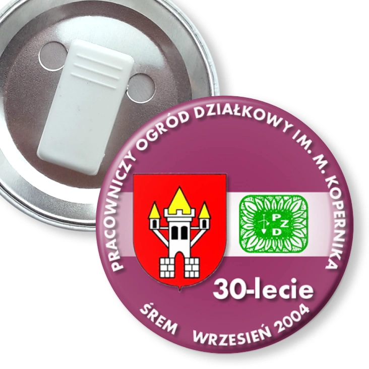 przypinka z żabką 30-lecie POD w Śremie
