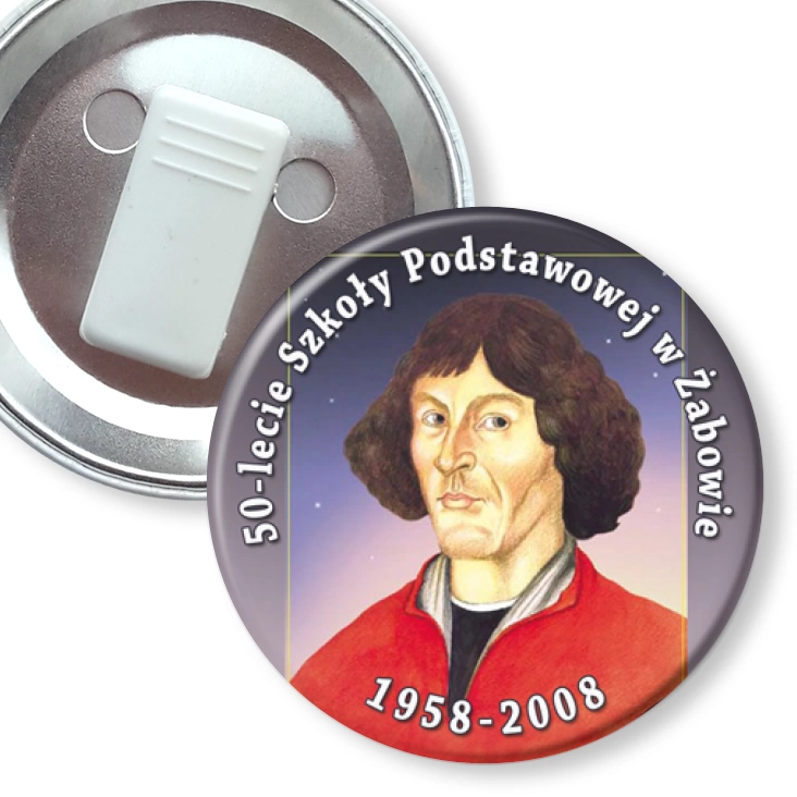 przypinka z żabką 50-lecie SP w Żabowie