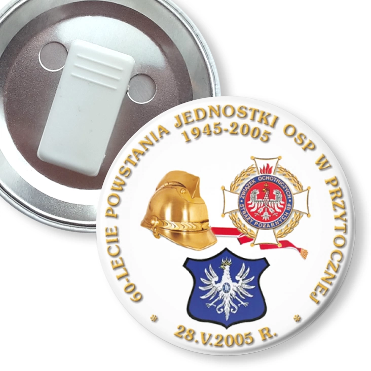 przypinka z żabką 60-lecie Powstania Jednostki OSP w Przytocznej