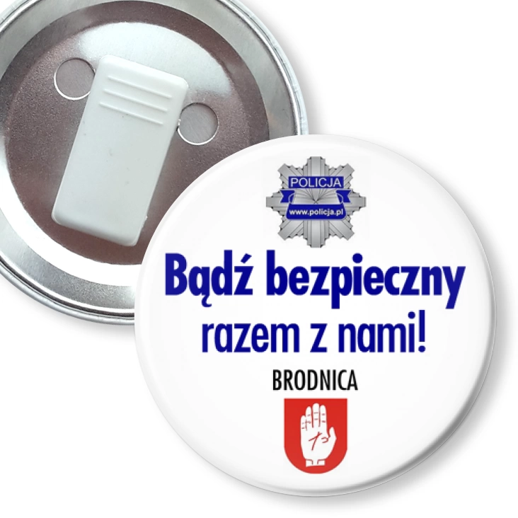 przypinka z żabką Bądź bezpieczny