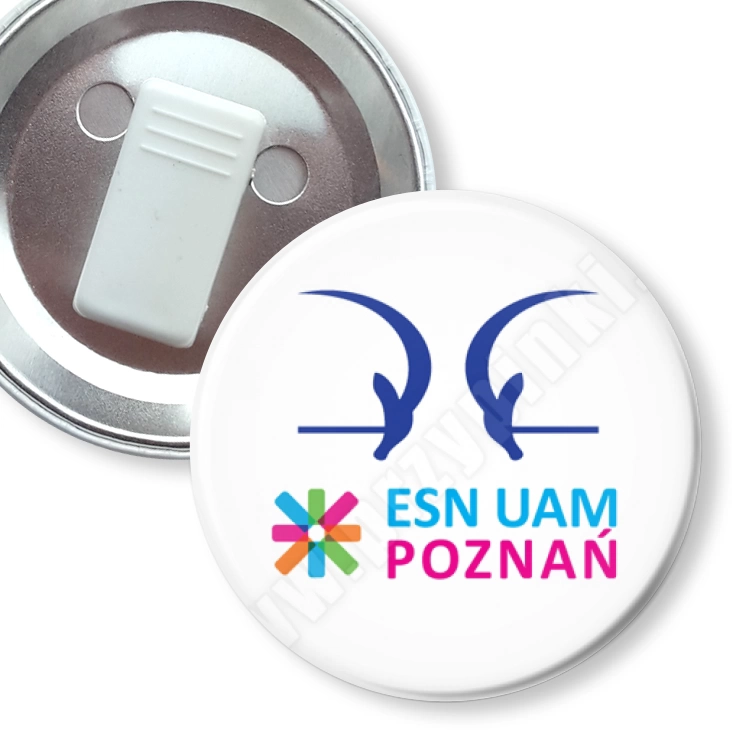 przypinka z żabką ESN UAM Poznań