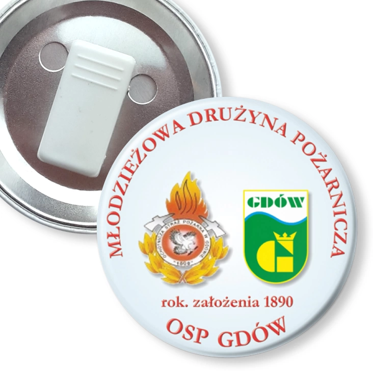 przypinka z żabką Gdów - Młodzieżowa Drużyna Pożarnicza