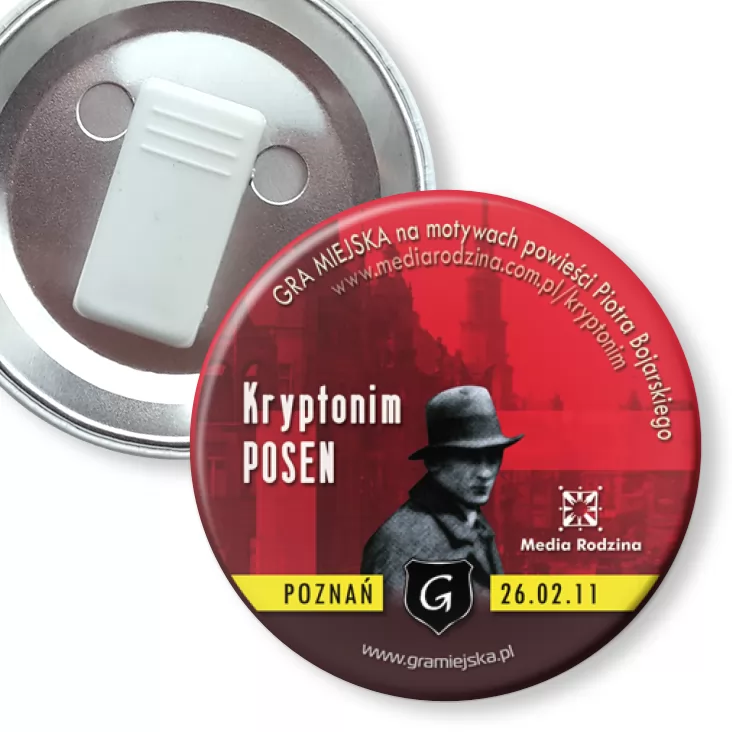 przypinka z żabką Gra Miejska - Kryptonim Posen
