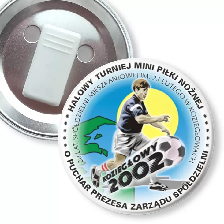 przypinka z żabką Halowy turniej mini piłki nożnej - Koziegłowy 2002