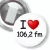 Przypinka z żabką I love 106,2 fm