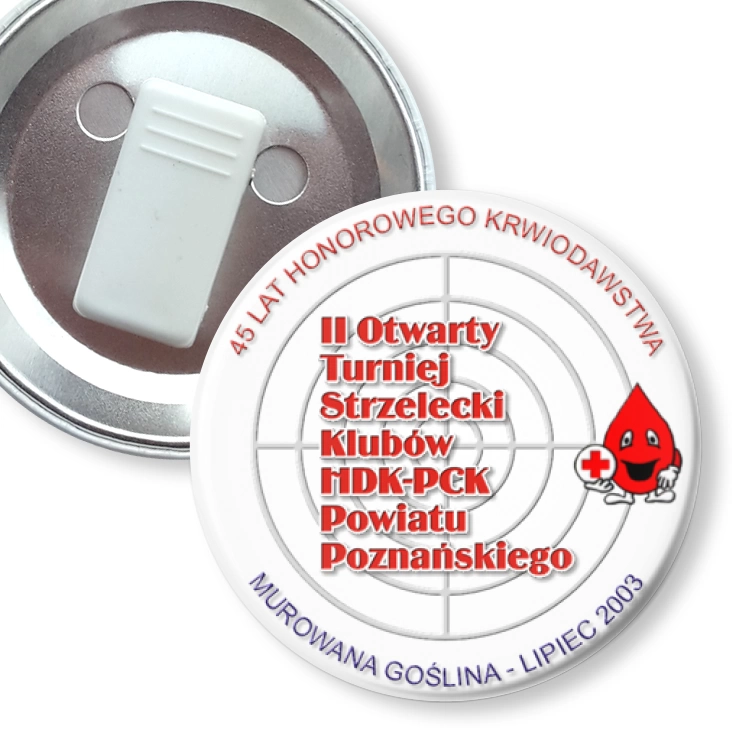 przypinka z żabką II Turniej Strzelecki Klubów HKD-PCK Powiatu Poznańskiego