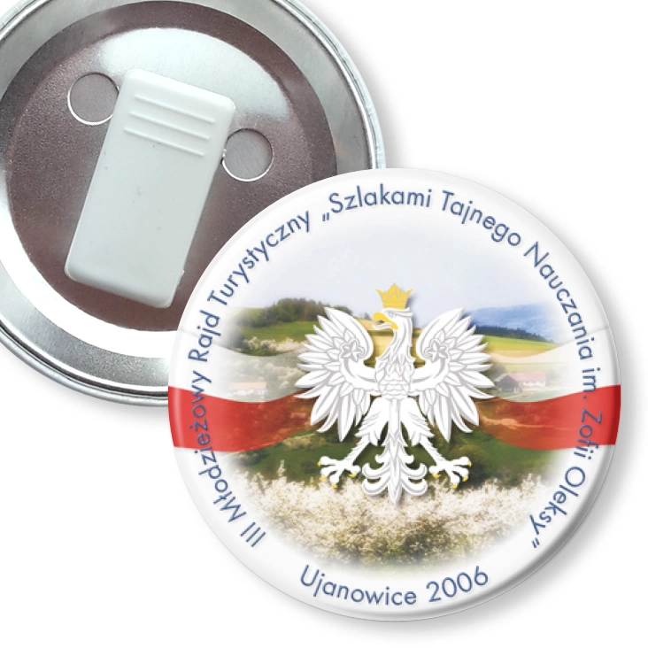 przypinka z żabką III Młodzieżowy Rajd Turystyczny - Ujanowice 2006