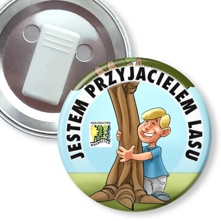 przypinka z żabką Jestem Przyjacielem Lasu