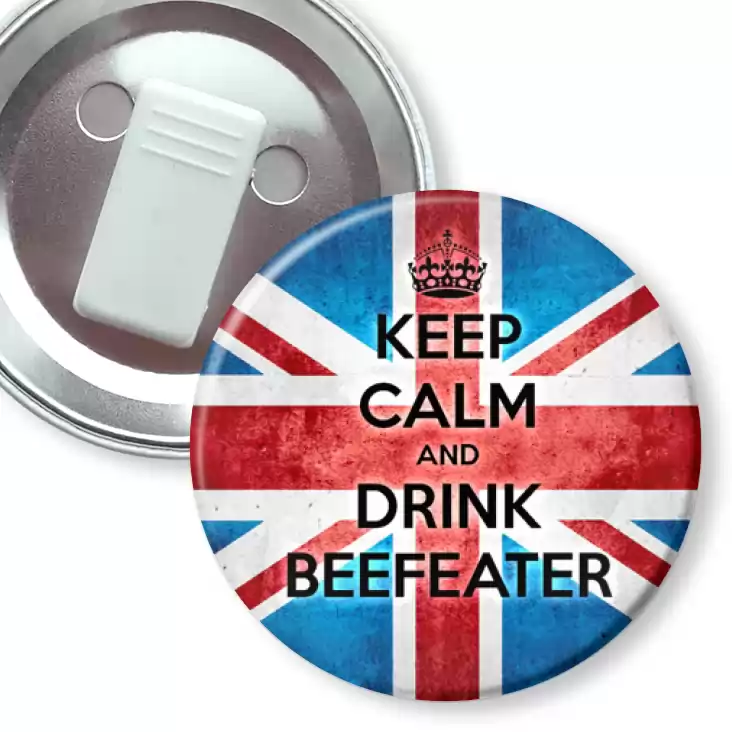 przypinka z żabką Keep Calm and Drink Beefeater