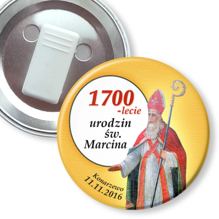 przypinka z żabką 1700-lecie urodzin św. Marcina