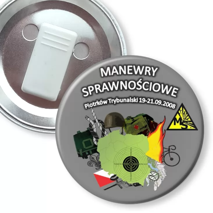 przypinka z żabką Manewry Sprawnościowe Piotrków Tryb.