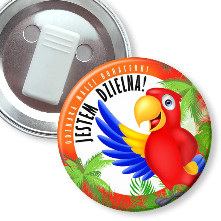 przypinka z żabką Papugarnia Carmen - Jestem Dzielna!