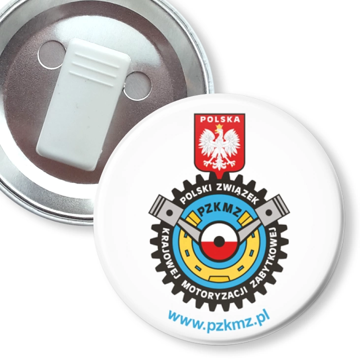 przypinka z żabką Polski Związek Krajowej Motoryzacji Zabytkowej