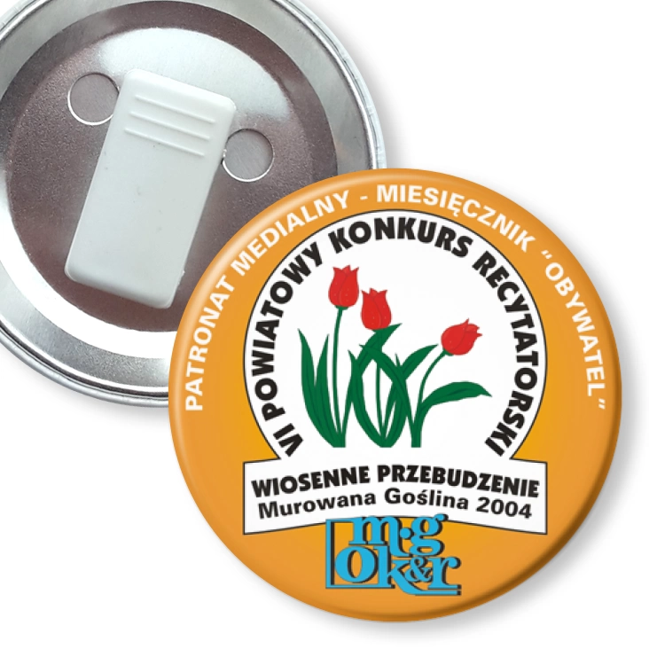przypinka z żabką Powiatowy Konkurs Recytatorski - Wiosenne Przebudzenie 2004
