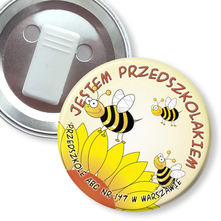 przypinka z żabką Przedszkole ABC nr 147 w Warszawie