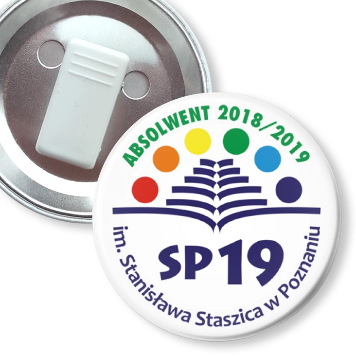 przypinka z żabką SP nr 19 w Poznaniu