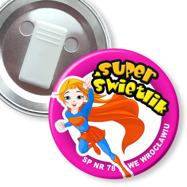 przypinka z żabką Super świetlik - SP nr 78 we Wrocławiu