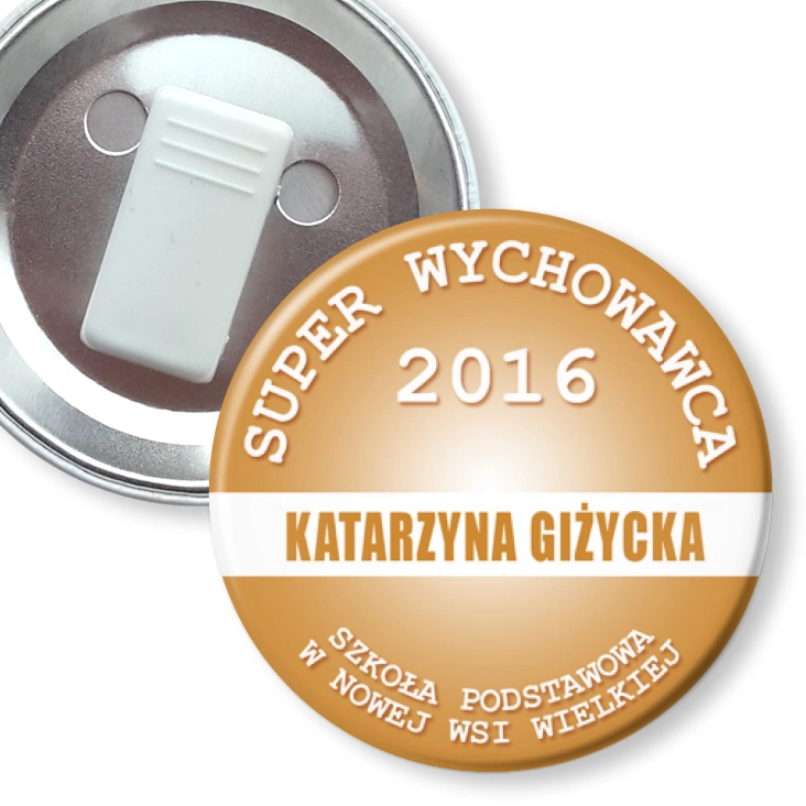 przypinka z żabką Super Wychowawca