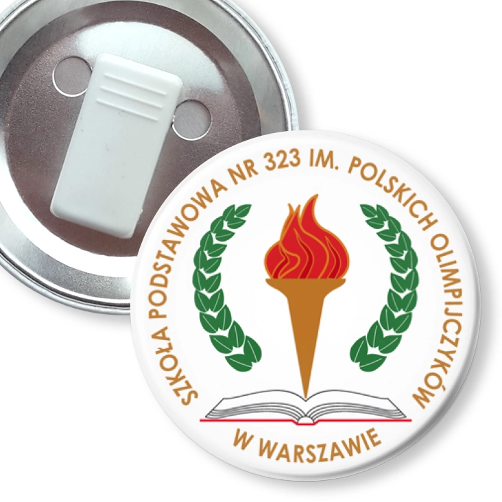 przypinka z żabką Szkoła Podstawowa nr 323 w Warszawie