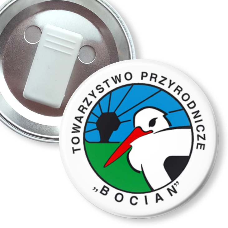 przypinka z żabką Towarzystwo Przyrodnicze Bocian
