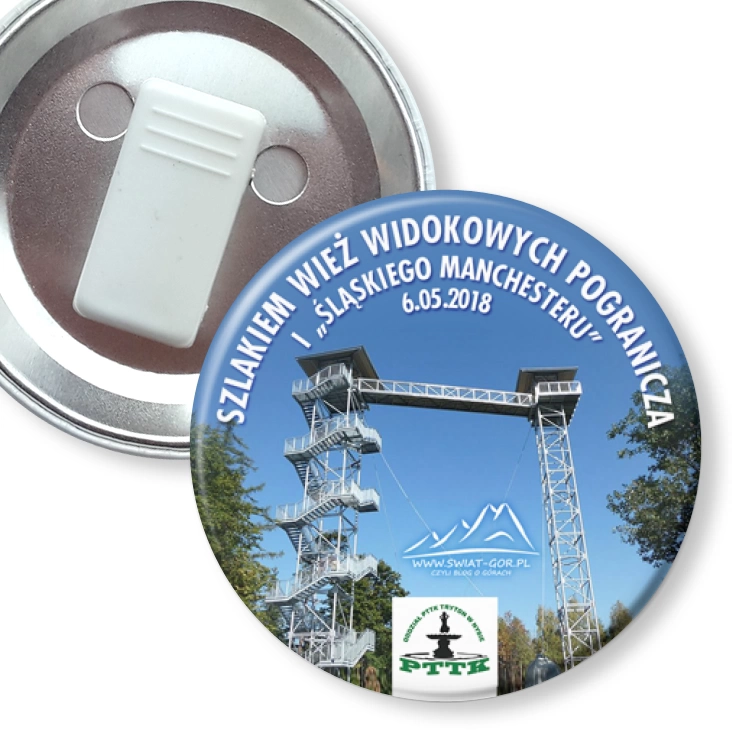 przypinka z żabką Wycieczka kolejką wąskotorową