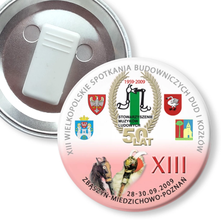przypinka z żabką XIII IWielkopolskie Spotkania Budowniczych Dud i Kozłów