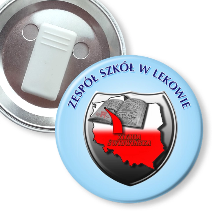 przypinka z żabką Zespół Szkół w Lekowie