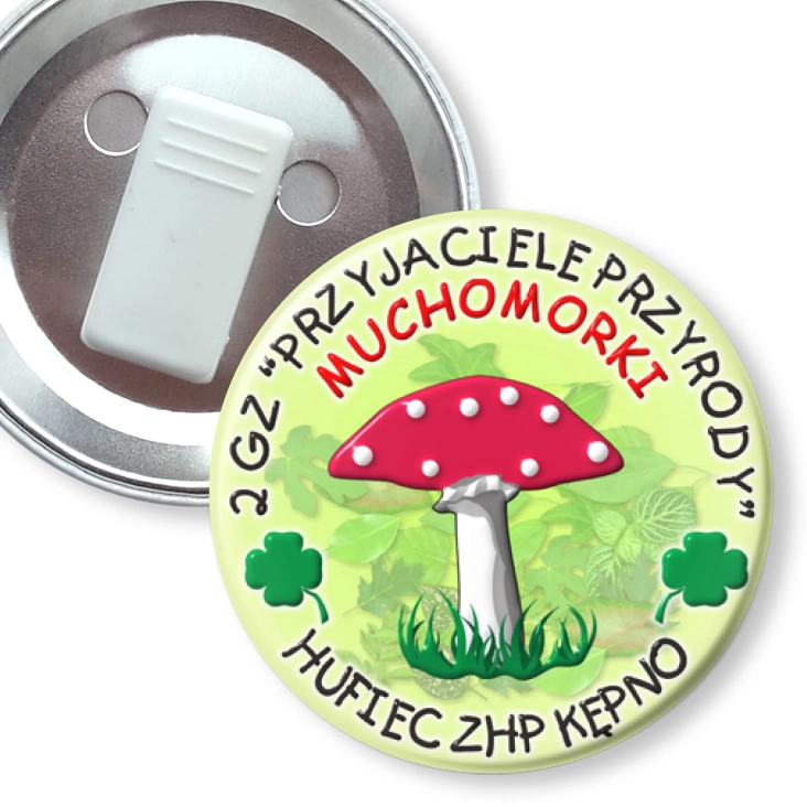 przypinka z żabką 2 GZ Przyjaciele Przyrody MUCHOMORKI
