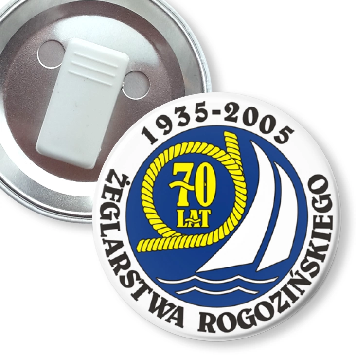 przypinka z żabką 70 lat Żeglarstwa Rogozińskiego