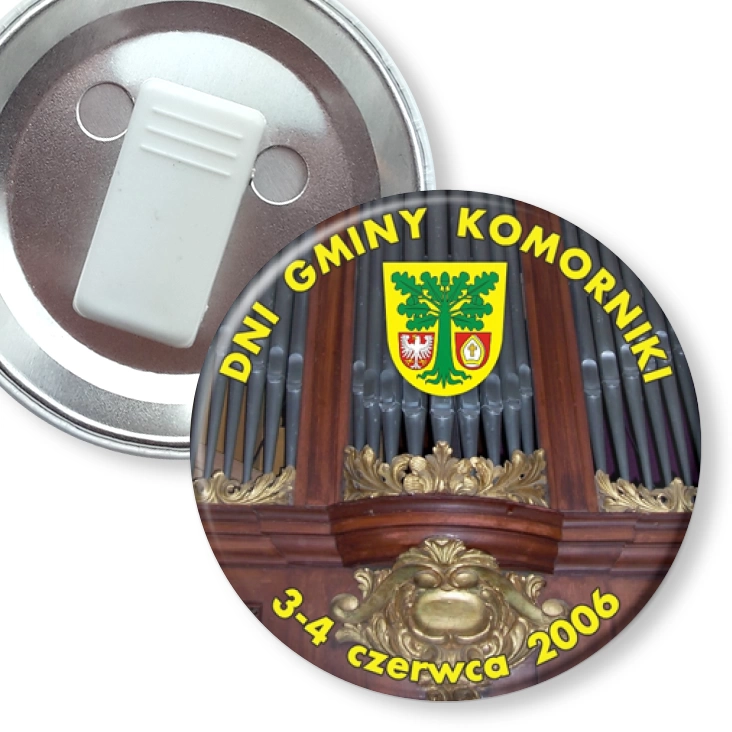przypinka z żabką Dni Gminy Komorniki
