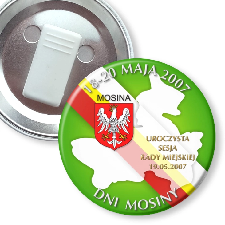 przypinka z żabką Dni Mosiny - Uroczysta Sesja Rady Miejskiej