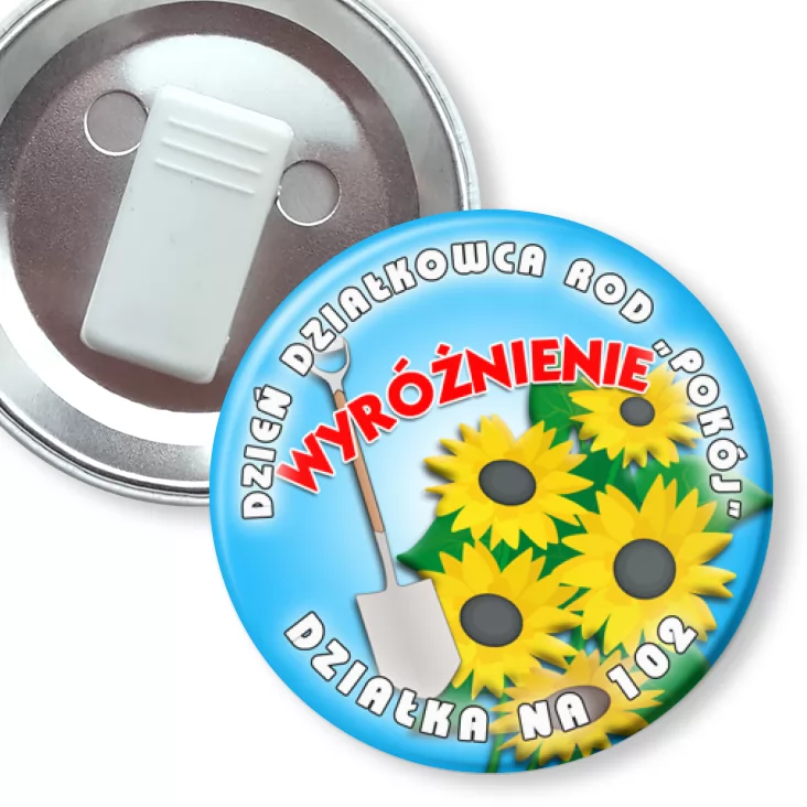 przypinka z żabką Dzień Działkowca ROD Pokój