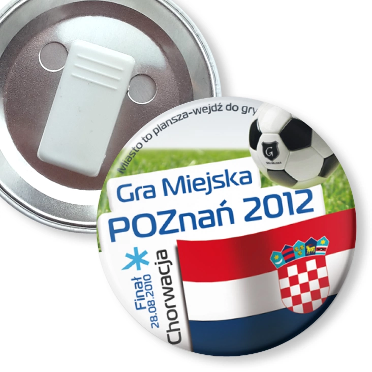 przypinka z żabką Gra Miejska - Poznań 2012 - Chorwacja