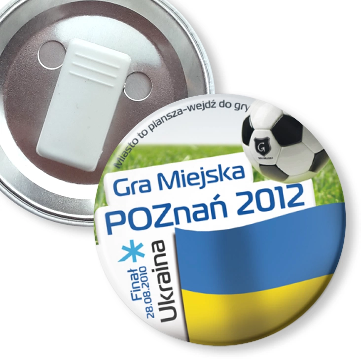 przypinka z żabką Gra Miejska - Poznań 2012 - Ukraina