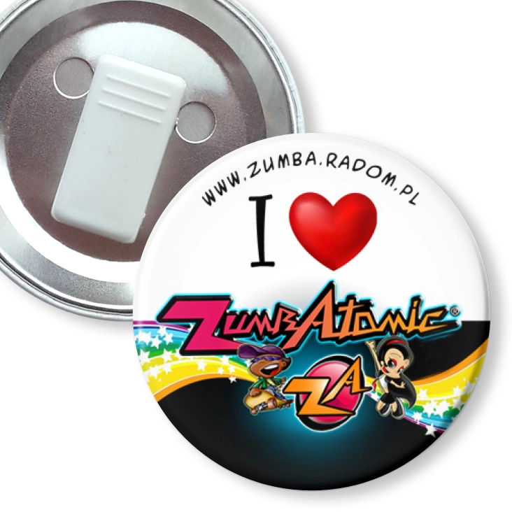 przypinka z żabką I love ZumbAtomic