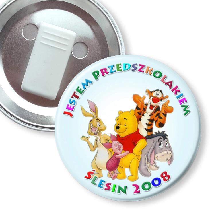 przypinka z żabką Jestem Przedszkolakiem Ślesin 2008