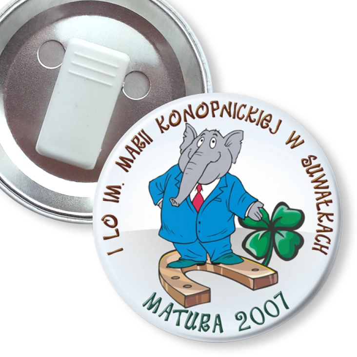 przypinka z żabką LO im. M. Konopnickiej w Suwałkach