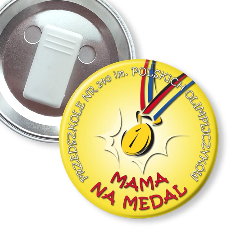 przypinka z żabką Mama na medal