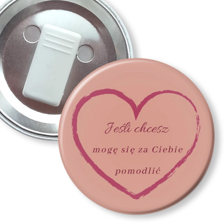 przypinka z żabką Mogę się za Ciebie pomodlić