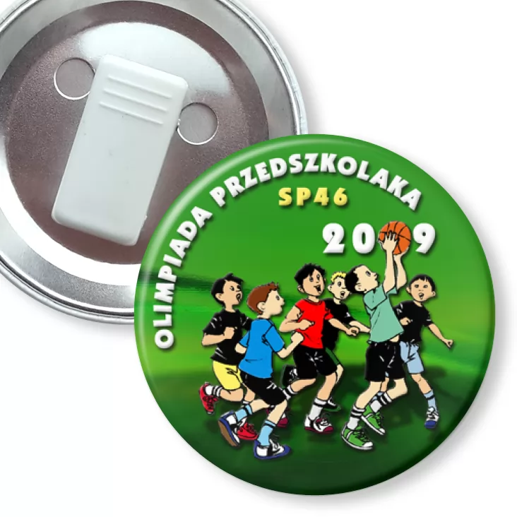 przypinka z żabką Olimpiada Przedszkolaka